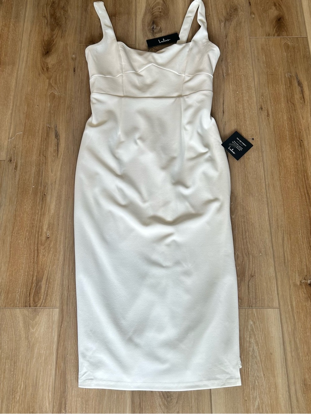 Lulus Vibrant Allure White Square Neck Sleeveless Bodycon Midi Dress
